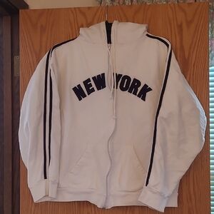 New York White Hoodie with Black Accents